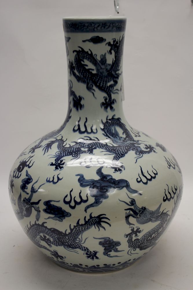 Appraisal: Very Large Chinese Porcelain Vase Bottle neck form with blue