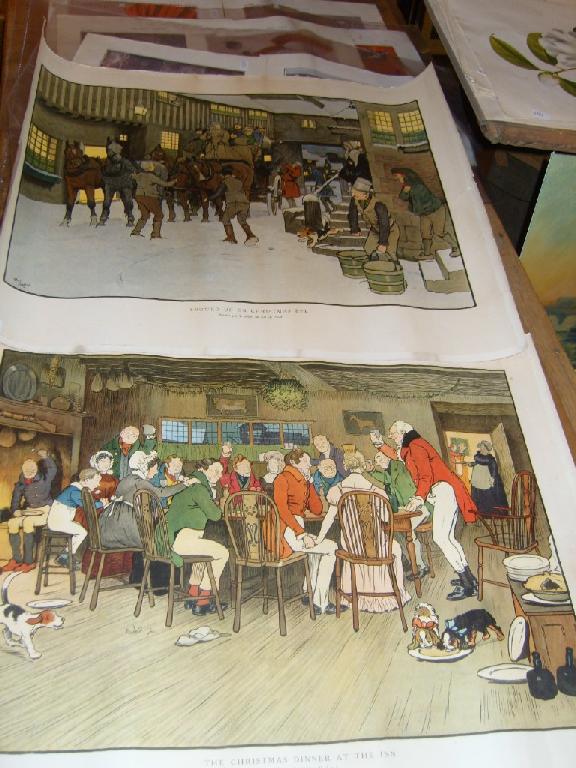 Appraisal: Two unframed coloured prints after Cecil Aldin showing Dickensian subjects