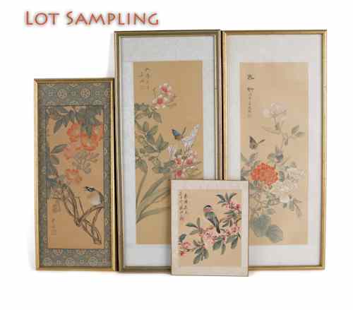 Appraisal: Collection of seventeen Chinese and Japanese silk paintings