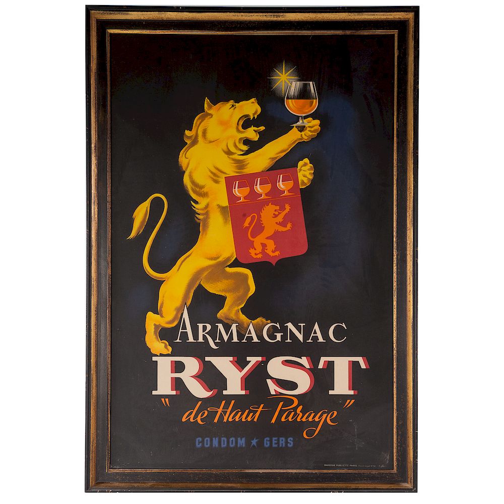 Appraisal: Armagnac Ryst Lithographic Advertising Poster color lithograph x in framed