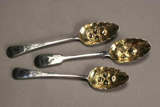 Appraisal: Group of Fifteen English Silver Berry Spoons Various Makers Various