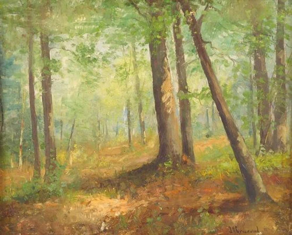 Appraisal: Joseph H Greenwood Massachusetts - oil on board lush forest