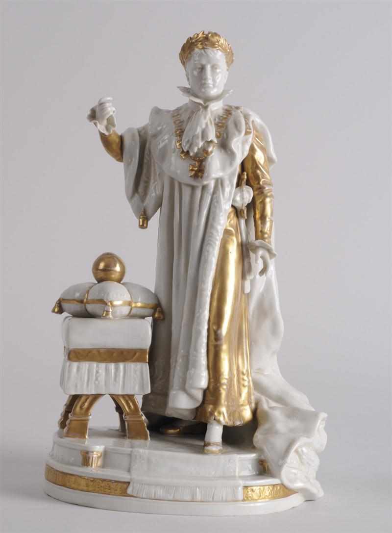 Appraisal: SAMSON WHITE-GLAZED AND PARCEL-GILT PORCELAIN FIGURE OF NAPOLEON Marked with