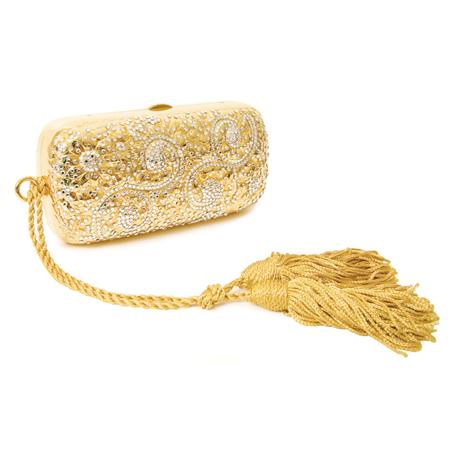 Appraisal: Judith Leiber Bright Gold Minaudiere with Tassel Estimate nbsp nbsp