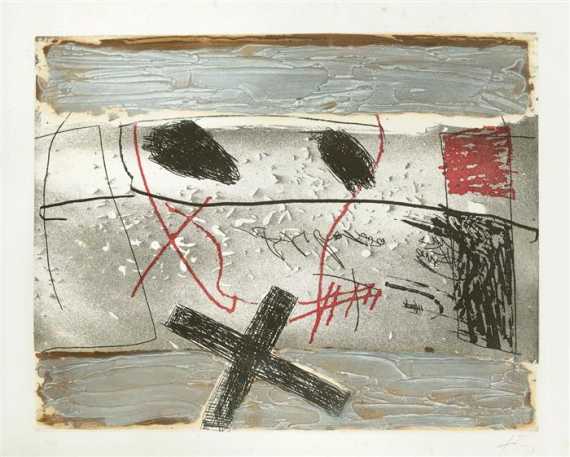 Appraisal: TAPI S ANTONI Born in Barcelona Detritus Coloured etching with