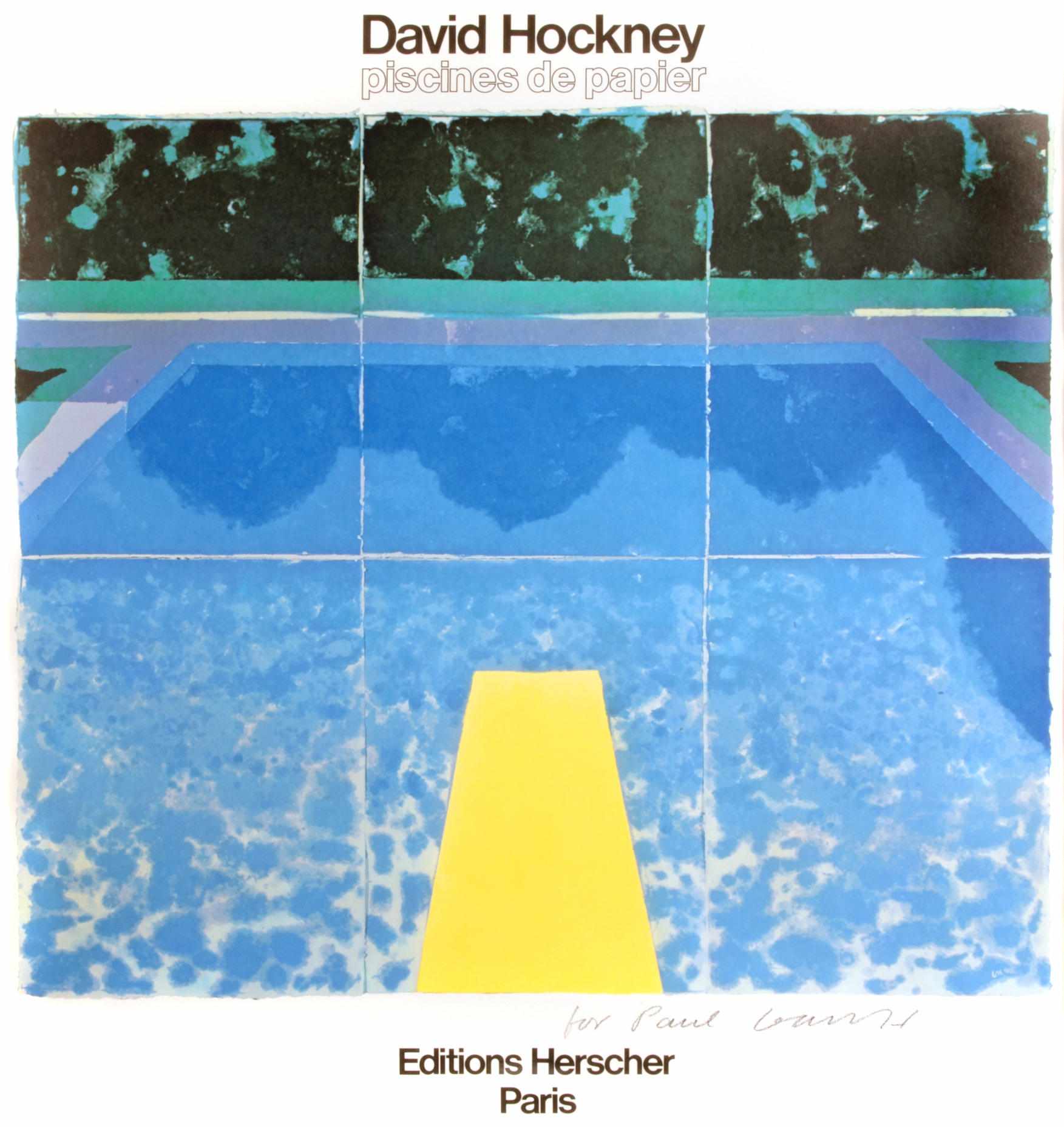 Appraisal: David Hockney British born David Hockney Piscines de Papier Paper