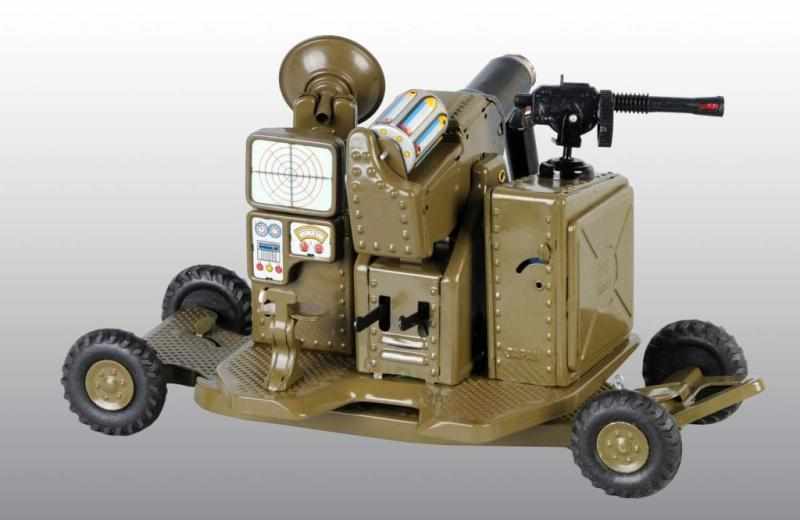 Appraisal: Tin Mobile Artillery Unit Battery-Operated Toy Description Japanese Working Distributed