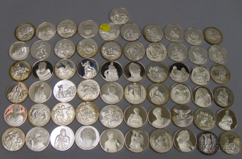 Appraisal: Sixty-one Commemorative Sterling Silver Coins mostly from The Genius of