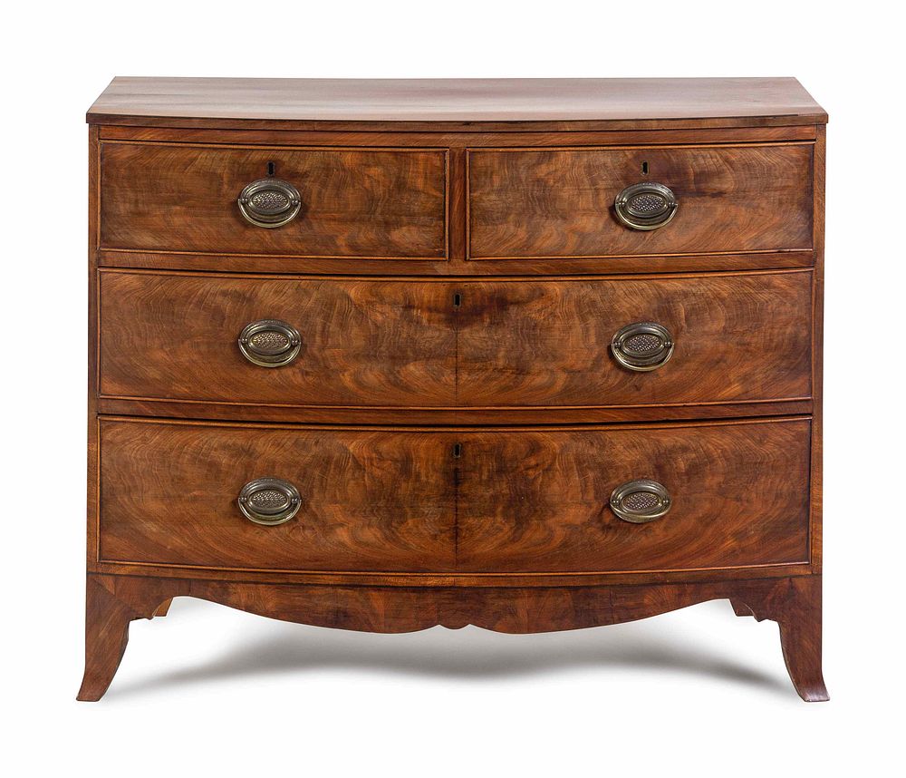 Appraisal: A George III Mahogany and Walnut Chest of Drawers A