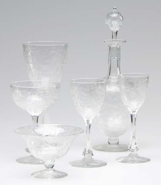 Appraisal: CUT CRYSTAL STEMWARE Eighty pieces to include pair of decanters