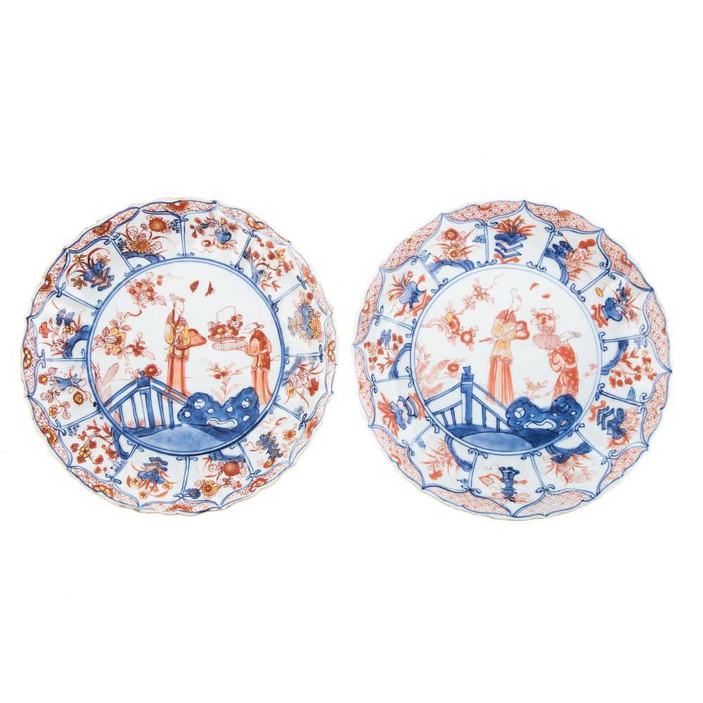 Appraisal: A Pair Chinese Export Imari Porcelain Plates Kang Xi circa