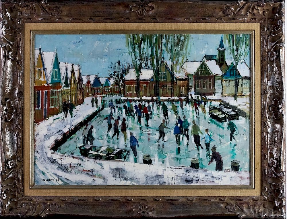 Appraisal: Jean Monneret French Impressionist Painting Jean Monneret French b Winter