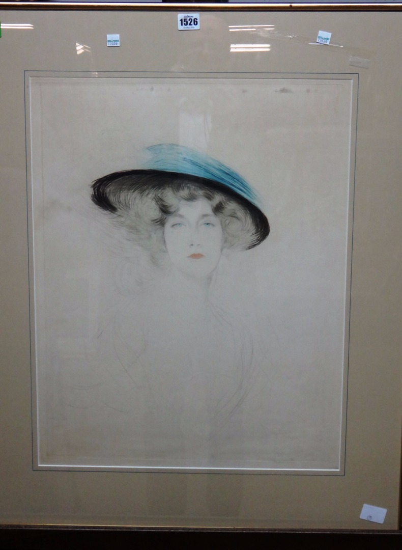 Appraisal: Paul Cesar Helleu - Lady in a blue hat etching