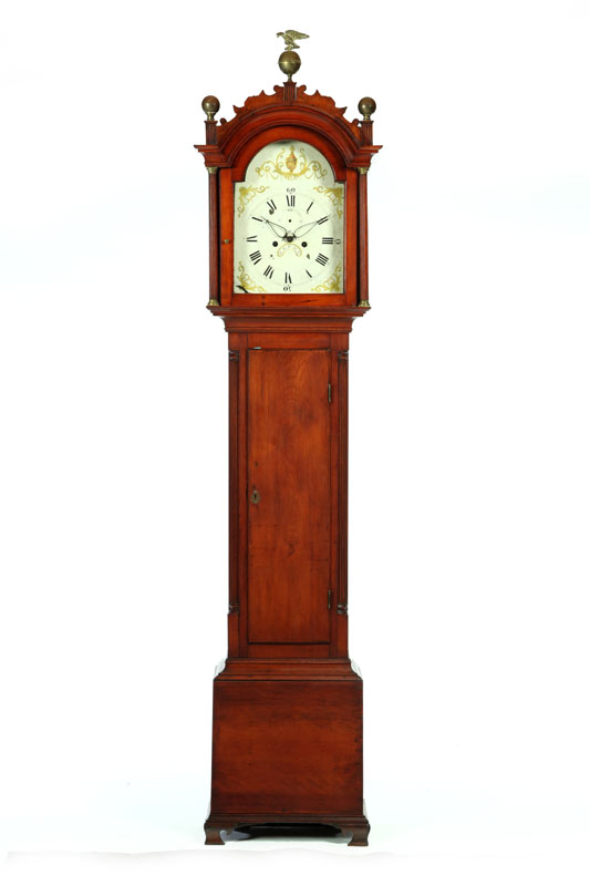 Appraisal: FEDERAL TALL CASE CLOCK American - cherry and pine Scroll-cut