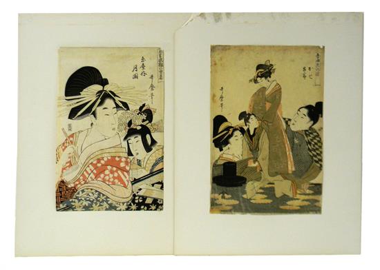 Appraisal: ASIAN Kitagawa Utamaro Japanese - two woodblock prints Two Ladies