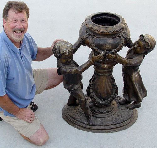 Appraisal: FT TALL BRONZE GARDEN FOUNTAIN Measures '' high x ''