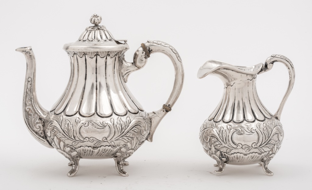 Appraisal: ROCOCO REVIVAL SILVER PART TEA SERVICE PCS Rococo revival silver