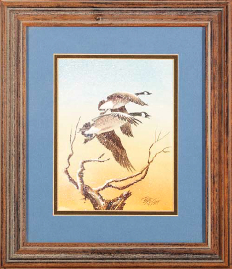 Appraisal: Bill Rider American Contemporary Ducks in Flight above a Limb