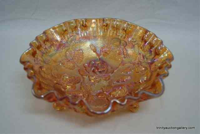 Appraisal: Lustre Rose Marigold Carnival Glass Toed BowlBy Imperial Glass Company