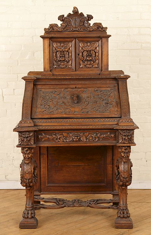 Appraisal: LATE TH C RENAISSANCE REVIVAL WALNUT DESK A late nineteenth