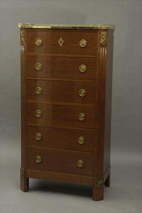 Appraisal: Louis XVI-Style Mahogany and Brass-Mounted Semanier