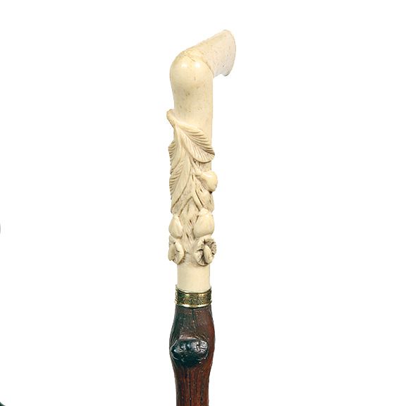 Appraisal: Bone Dress Cane Ca - A two-piece bone handle with