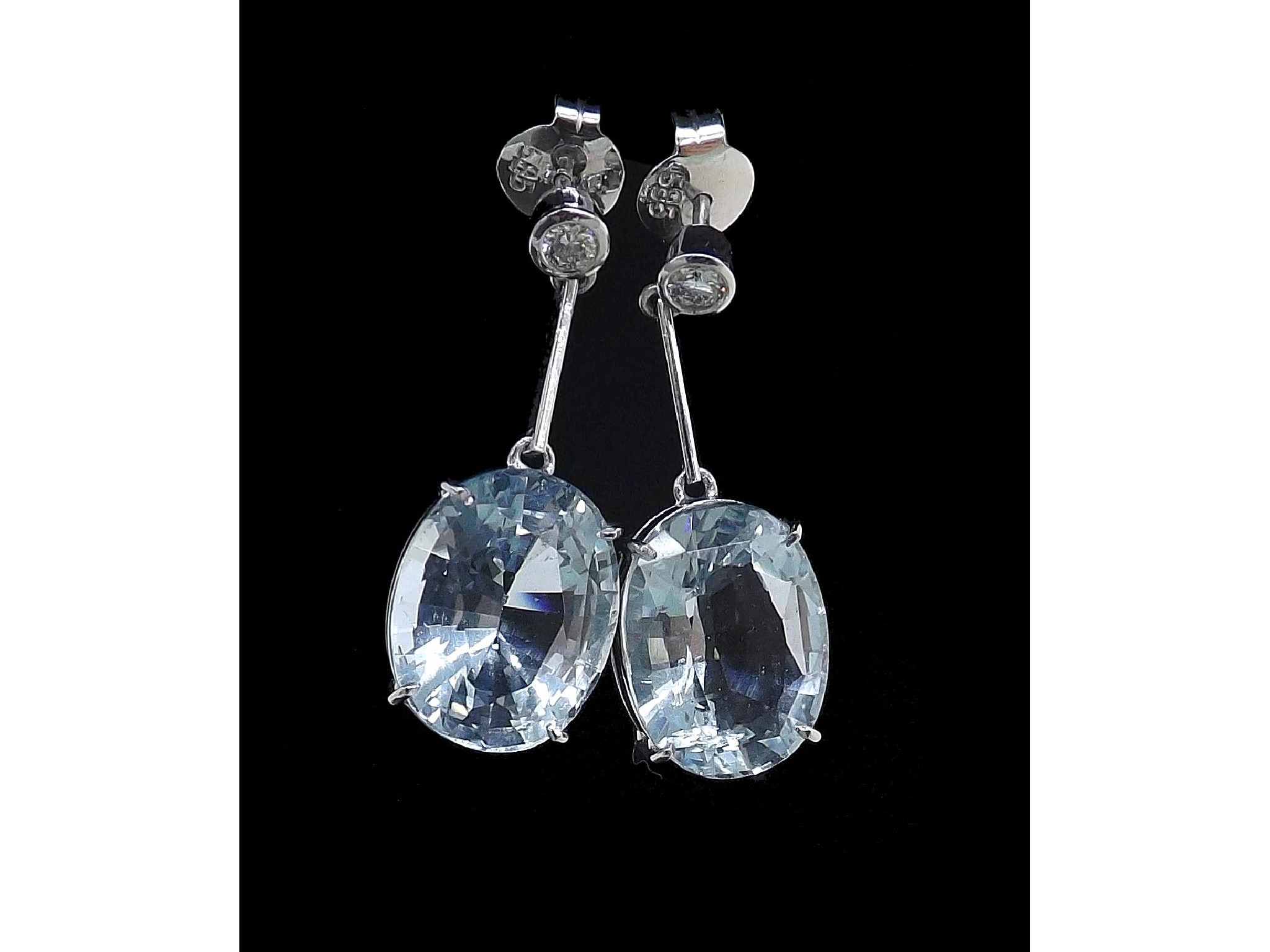 Appraisal: Pair of ct white gold diamond and aquamarine drop earrings