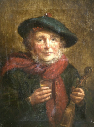 Appraisal: British School th century- Portrait of a Scottish fiddle player