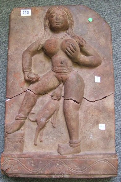 Appraisal: A terracotta plaque probably Indian th century moulded in relief