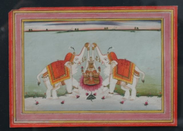 Appraisal: An Indian miniature painting Gaja Lakshmi gouache and gold on