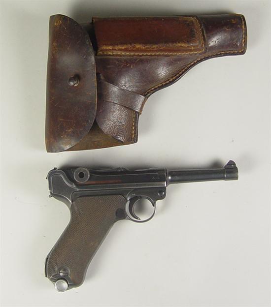 Appraisal: Code BYF Mauser Luger mm With brown leather police holster