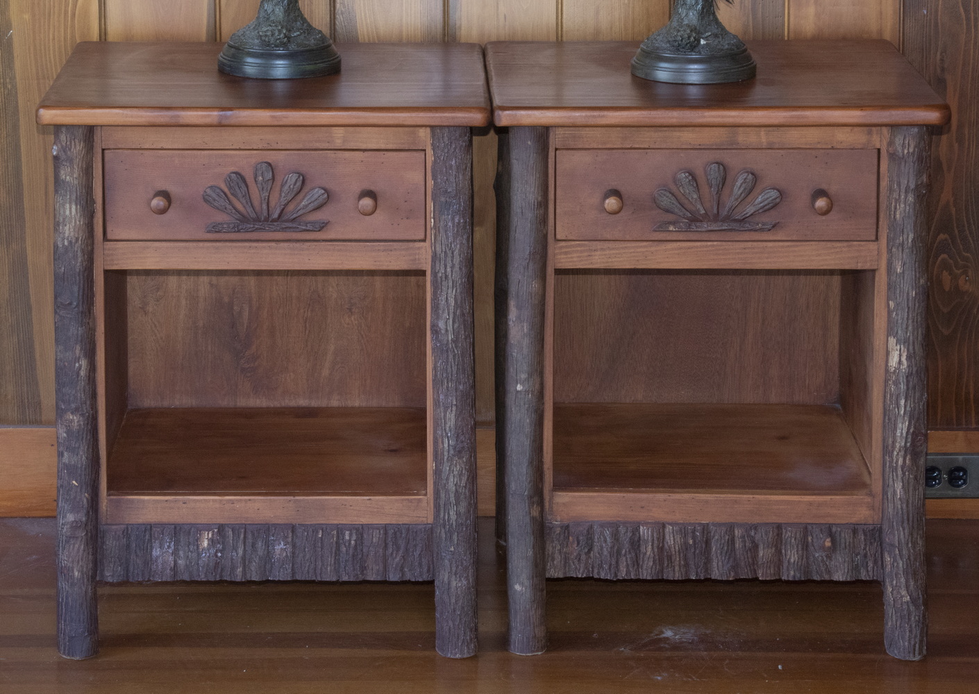 Appraisal: PR FLAT ROCK SIDE TABLES Pair of One-Drawer Side Tables