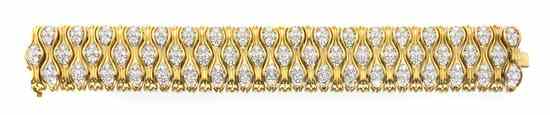 Appraisal: An Karat Yellow Gold and Diamond Bracelet containing round brilliant