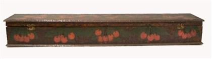 Appraisal: Polychrome wood storage box dated Hinged lid opens to reveal