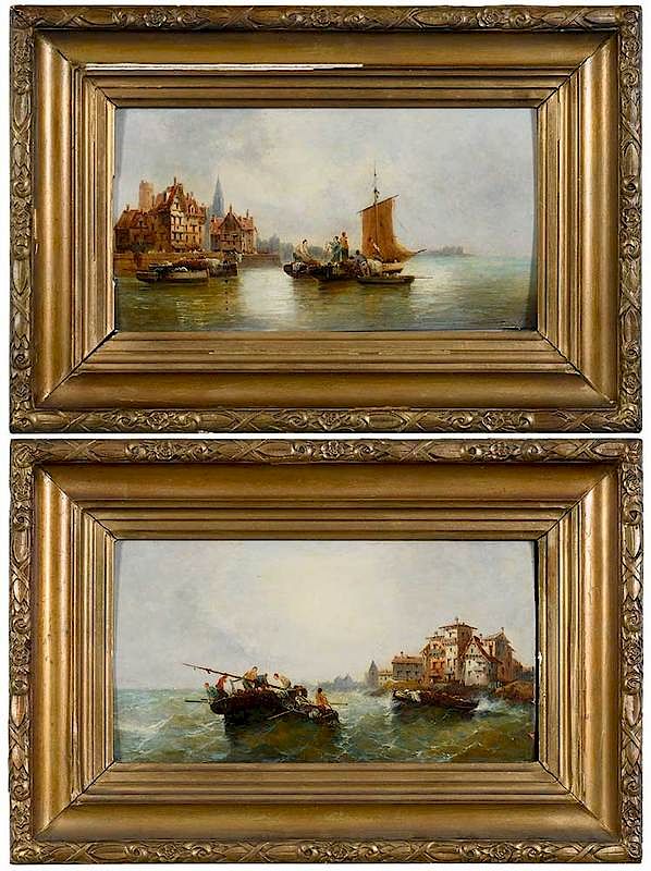 Appraisal: Ferdinand Bonheur French A Pair Harbor Scenes both signed Ferdnd