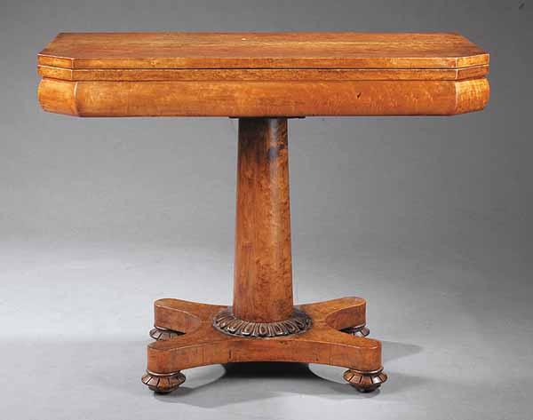 Appraisal: An American Birdseye Maple Games Table c the foldover top