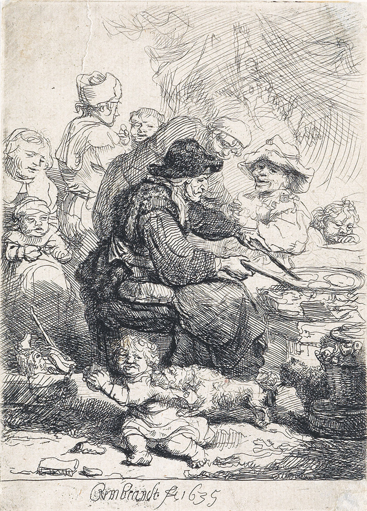 Appraisal: REMBRANDT VAN RIJN The Pancake Woman Etching and drypoint x