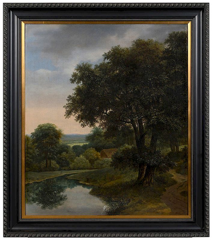 Appraisal: British School th century Pastoral Landscape with Fishermen and a