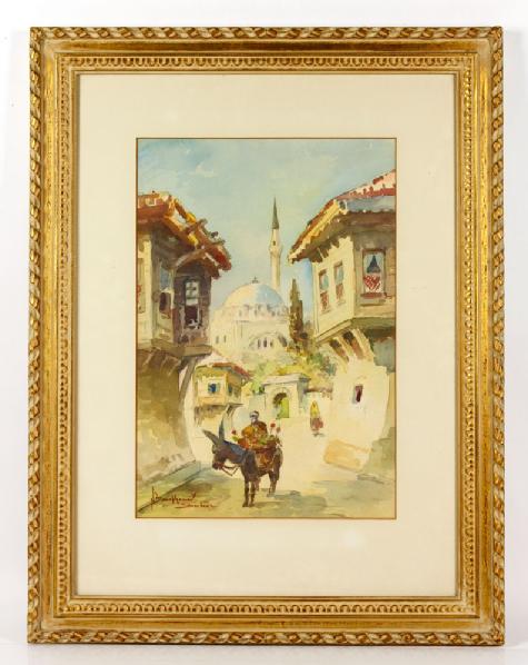 Appraisal: - Istanbul Street Scene W C Istanbul street scene with