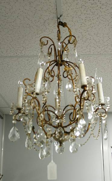 Appraisal: A Rococo style five light gilt metal and cut glass