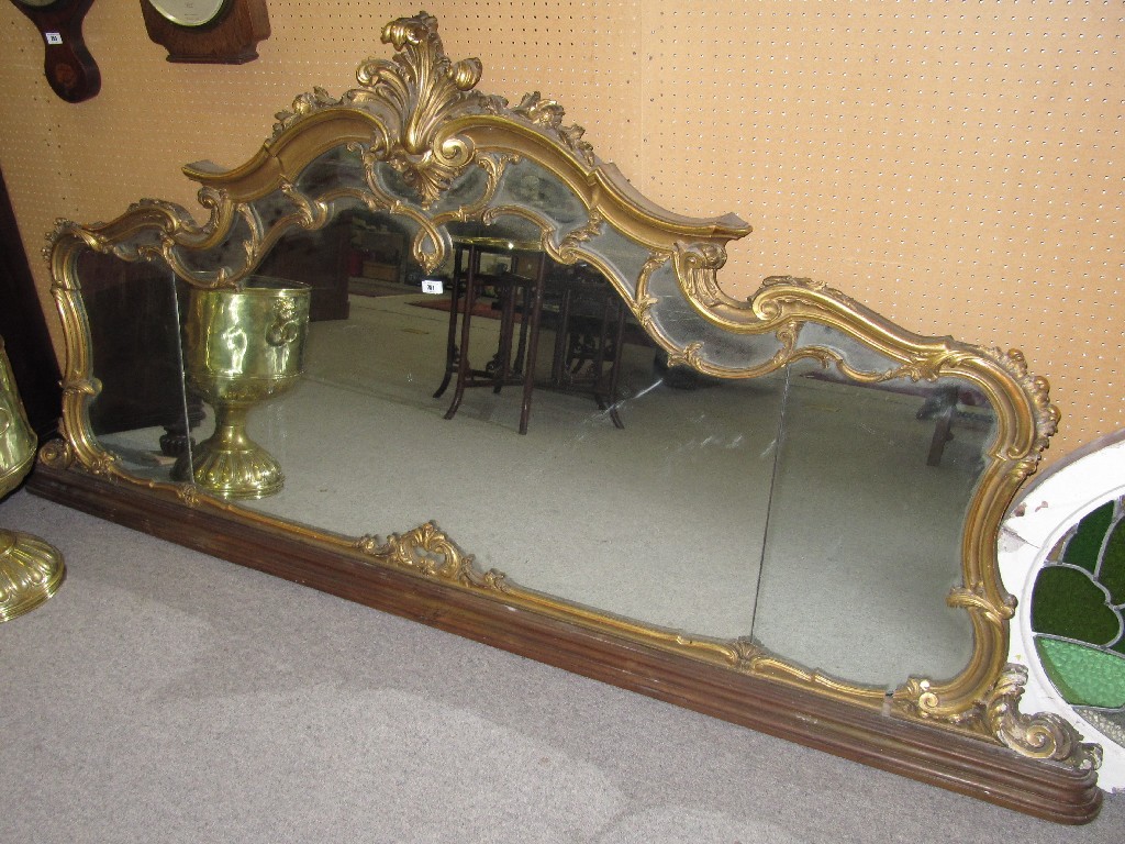 Appraisal: Triptych overmantle mirror in ornate gilt frame