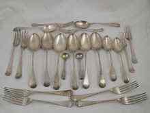 Appraisal: A mixed lot of silver flatware comprising six table forks