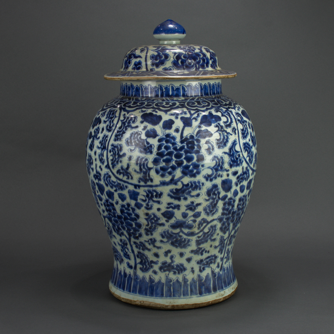 Appraisal: CHINESE BLUE AND WHITE JAR AND COVER Chinese blue and