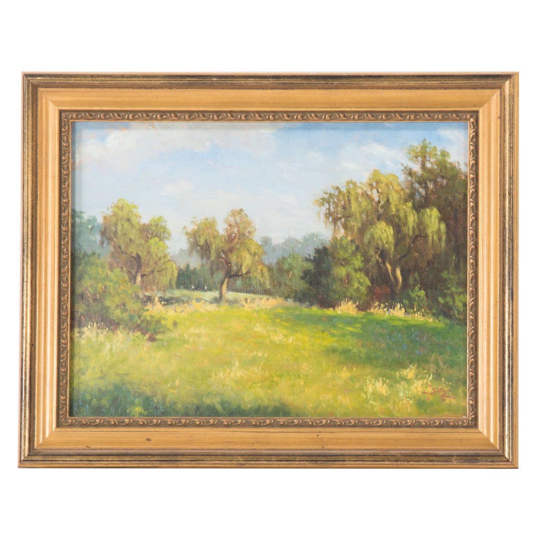 Appraisal: John Brandon Sills Meadowscape oil on canvas American late th