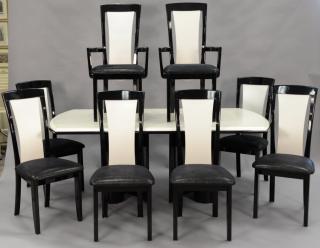 Appraisal: Ten piece contemporary dining set with eight chairs table with