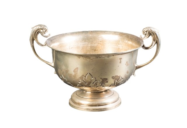 Appraisal: A silver twin handled bowl of circular form with cut