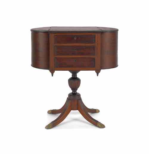 Appraisal: Federal style mahogany sewing stand h w Provenance The Estate