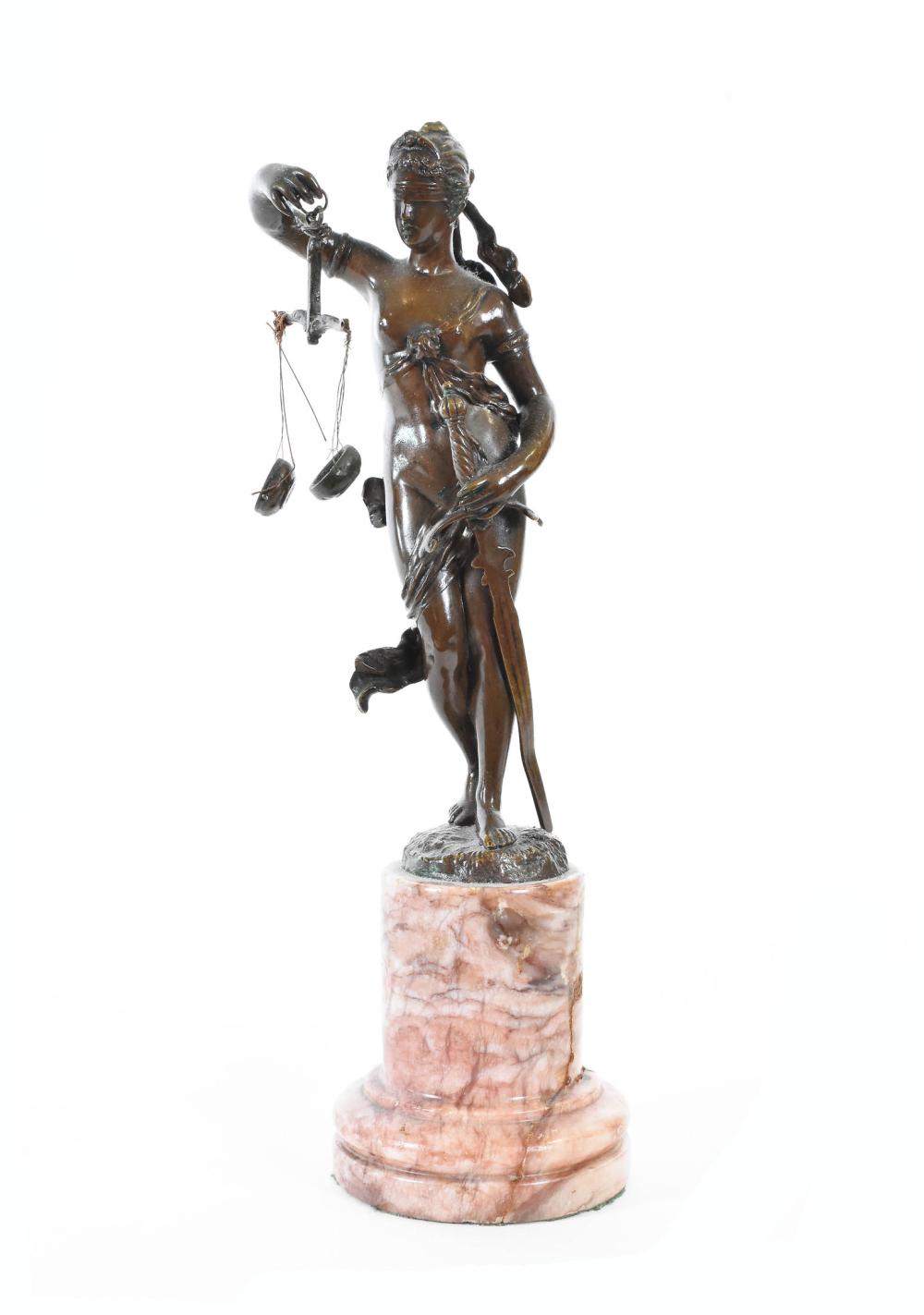 Appraisal: GRAND TOUR PATINATED BRONZE OF JUSTICELate th Century Probably Italian