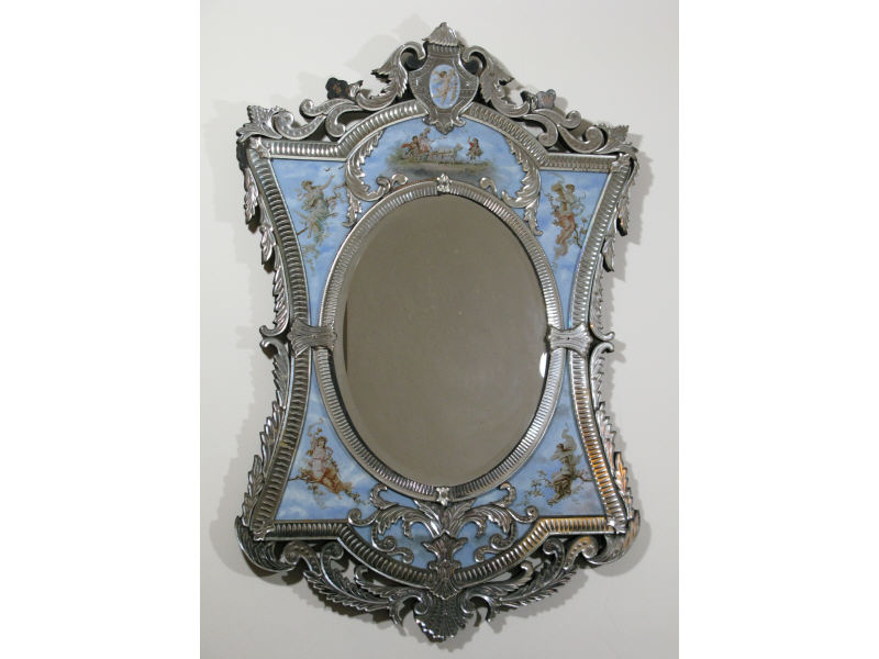 Appraisal: Venetian Wall Mirror early th c oval beveled glass centered