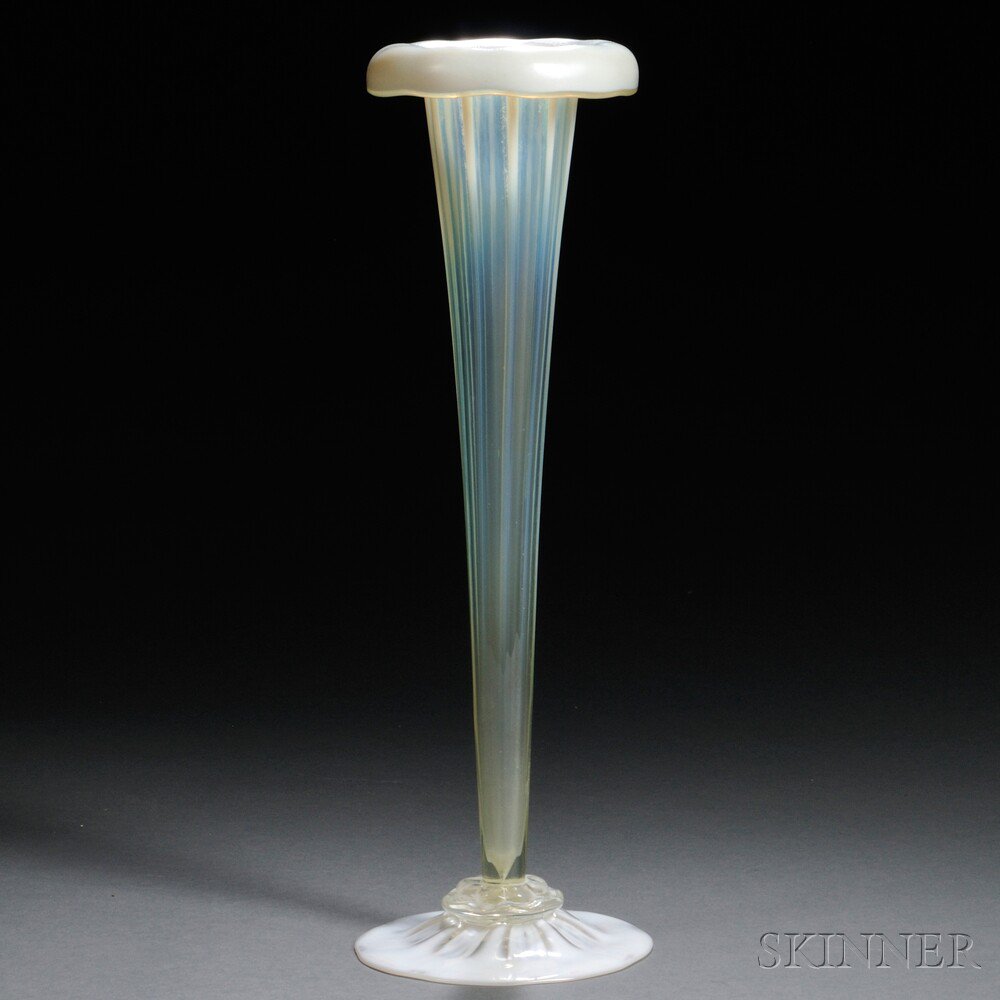 Appraisal: Tiffany Opalescent Favrile Glass Trumpet Vase Art glass New York